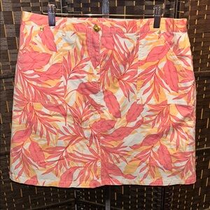 Hearts of Palm Tropical Leaf Print Skirt, vacation, beach, preppy size 12